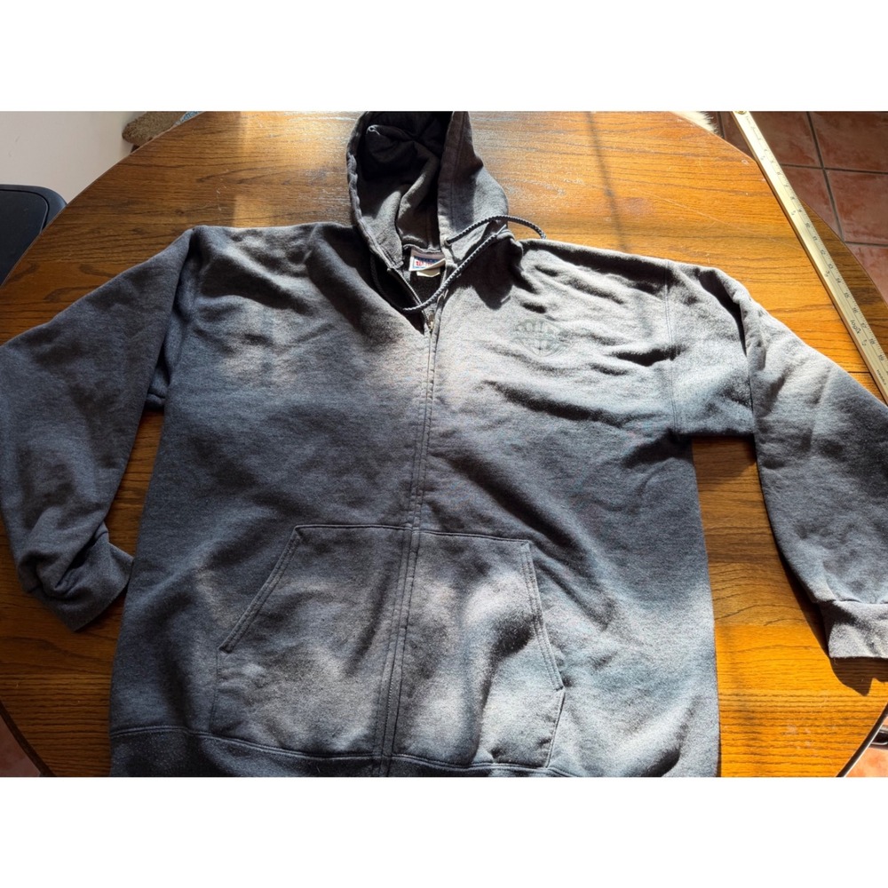 Vintage Hanes Warner Bros Studio Zip Up Hoodie Charcoal Gray Mens Large